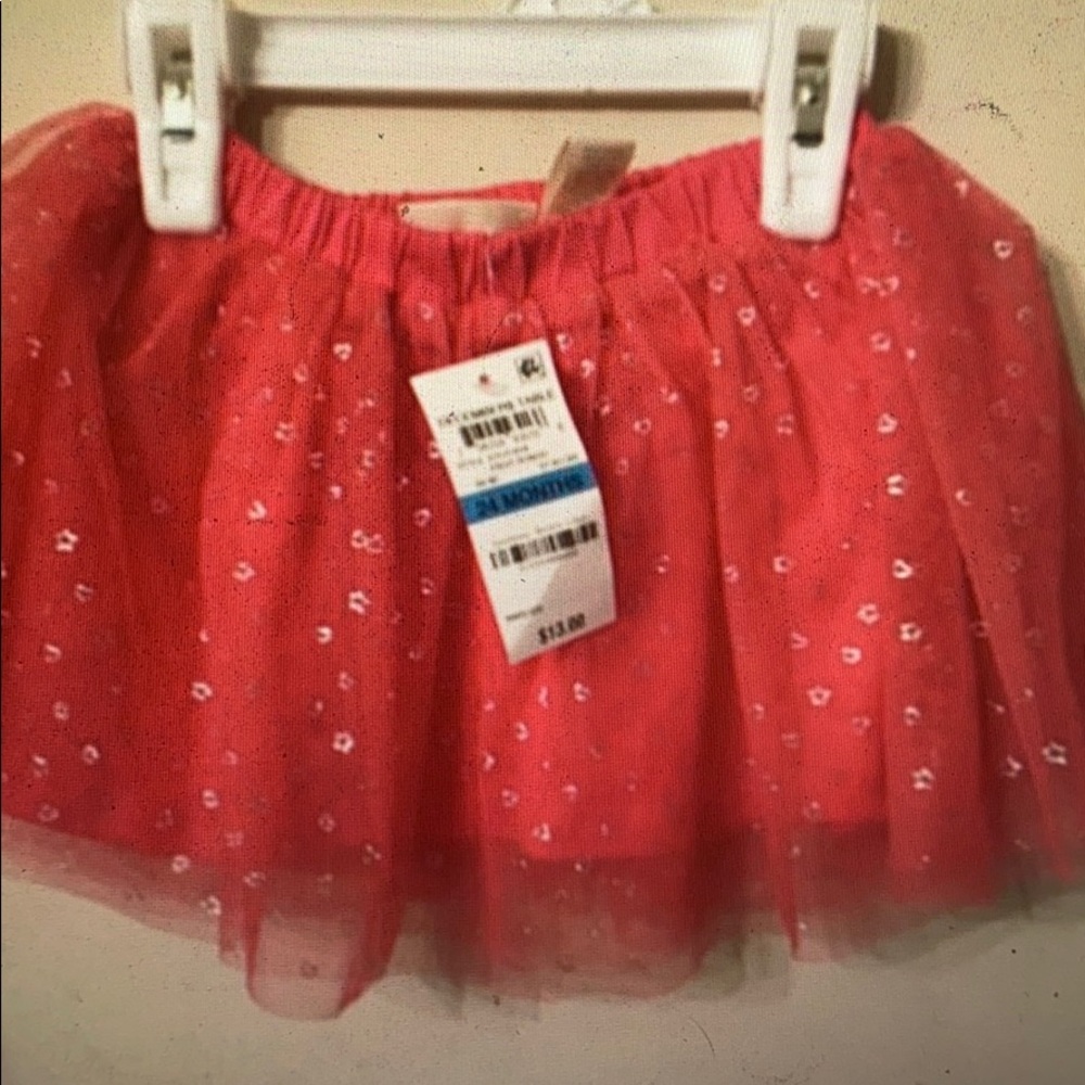 Bright Pink Tutu Skirt with Hearts & Stars 24m